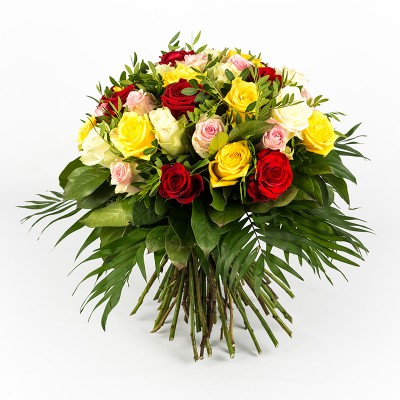 Bouquet 40 roses multicolore